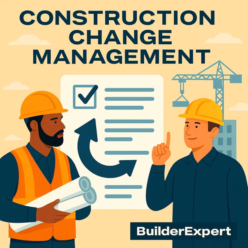 Infographic explaining the construction change management process for handling project variations