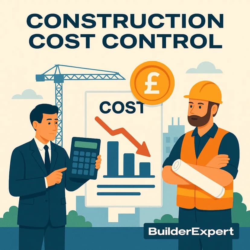 Infographic showing construction cost control strategies to keep building projects on budget without cutting quality