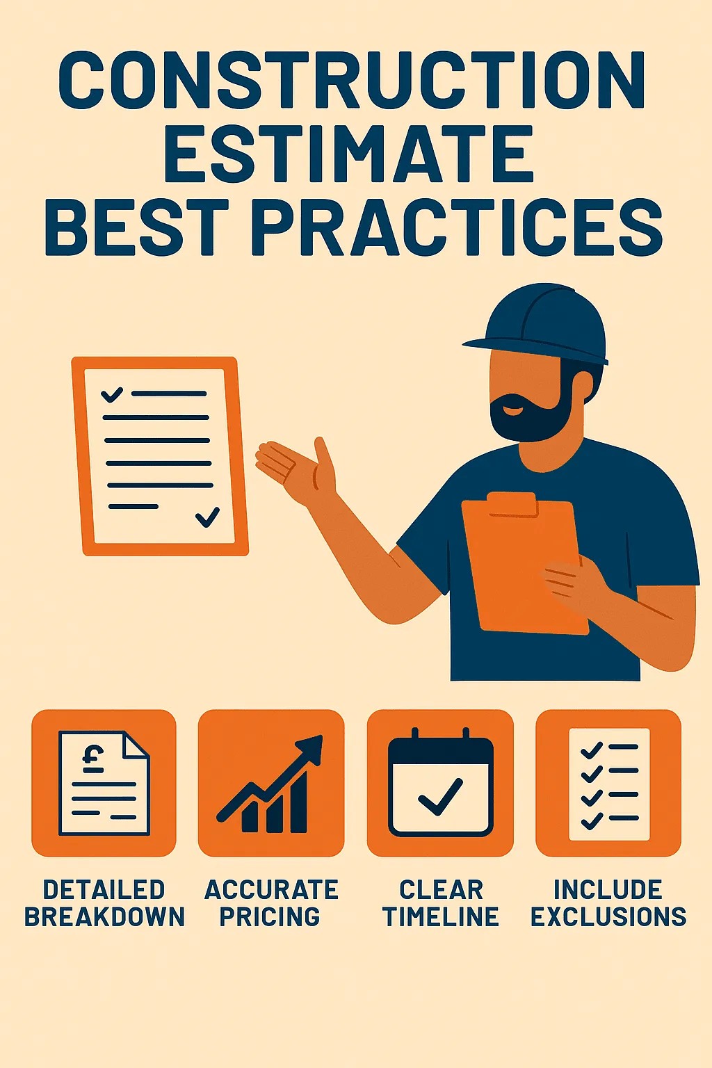 Infographic outlining UK construction estimate best practices for accurate, profitable building project pricing