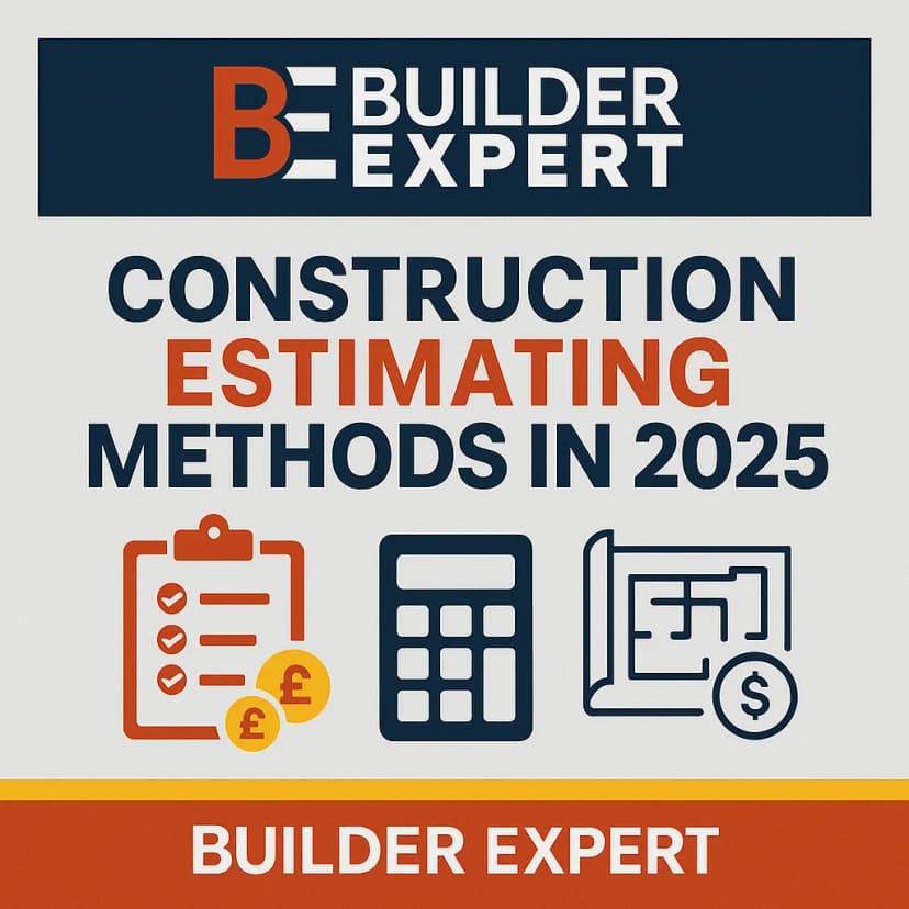 Infographic comparing manual and digital construction estimating methods for UK residential builders in 2025
