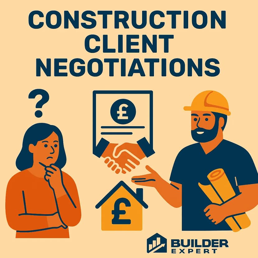 Infographic showing a step-by-step process for negotiating with construction clients while protecting profit margins