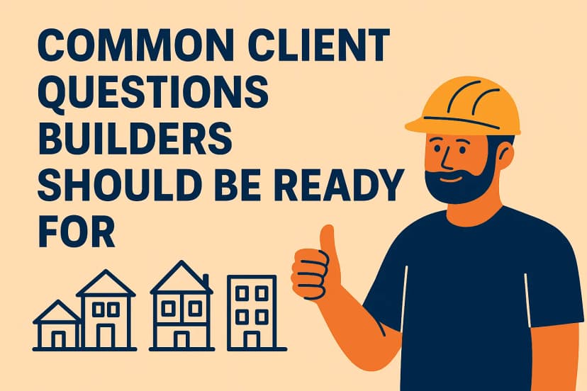 Infographic showing the essential questions to ask a builder before starting a construction project