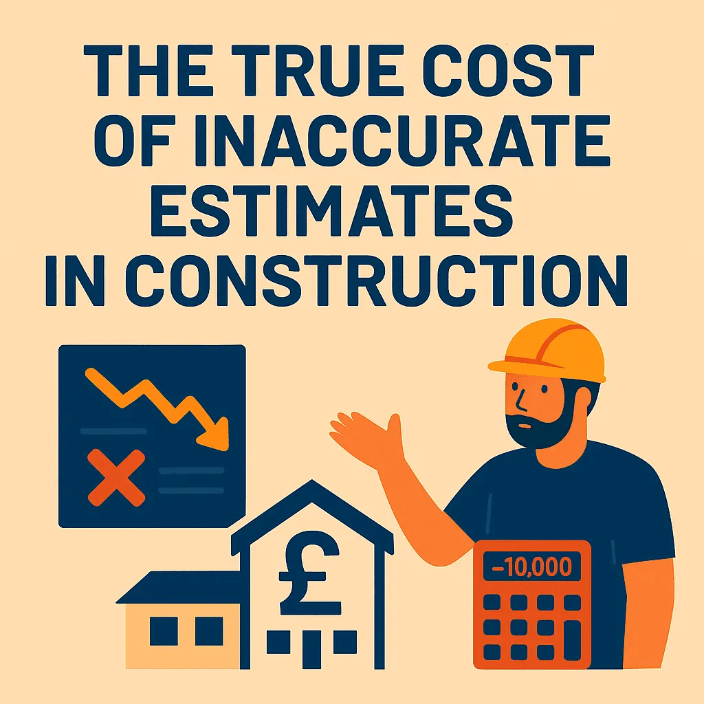 Infographic showing the true cost of inaccurate construction estimates for UK builders, from lost profit to project delays