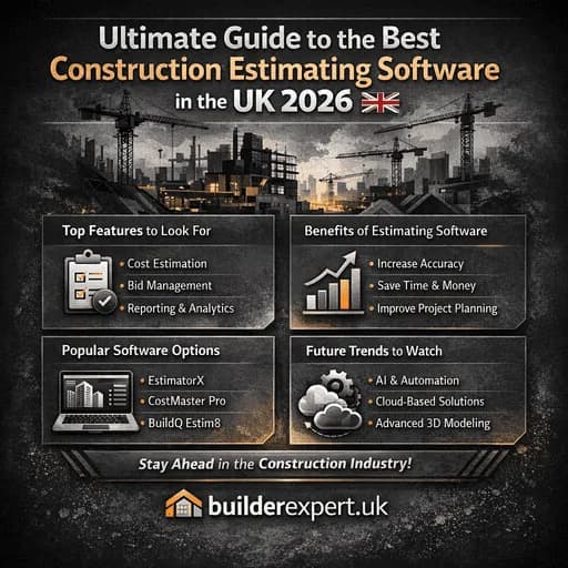Infographic comparing the best construction estimating software for UK residential builders in 2026